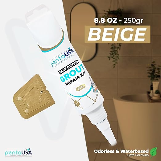 Beige Tile Grout Repair Tube 8.8 oz,250 Gr,Fast Drying Restore and Renew Grouts
