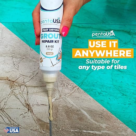 Beige Tile Grout Repair Tube 8.8 oz,250 Gr,Fast Drying Restore and Renew Grouts