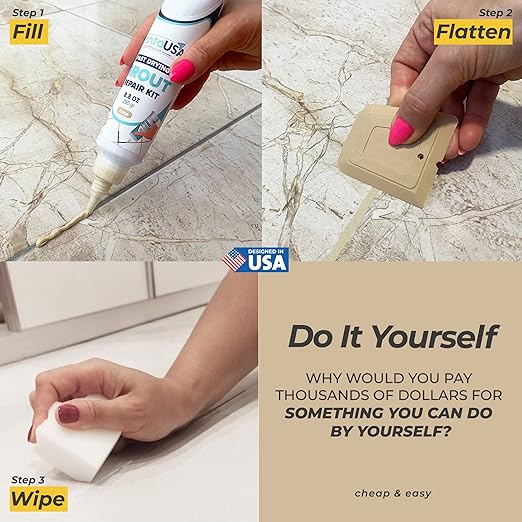 Beige Tile Grout Repair Tube 8.8 oz,250 Gr,Fast Drying Restore and Renew Grouts