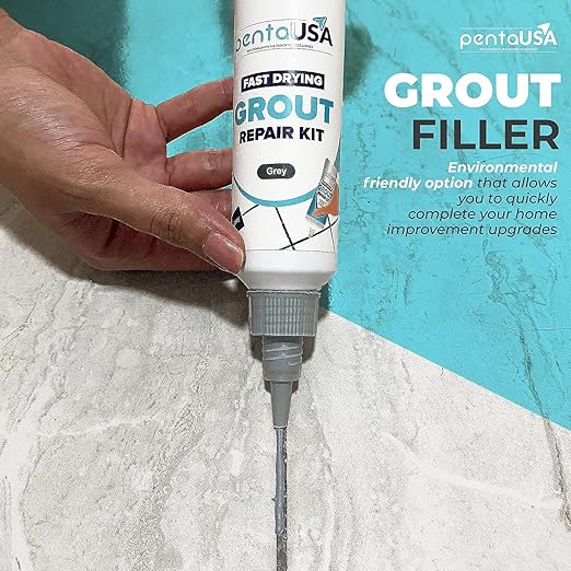 Grey Tile Grout Repair Tube 8.8 oz, Renews Tile Grout, Fast Drying