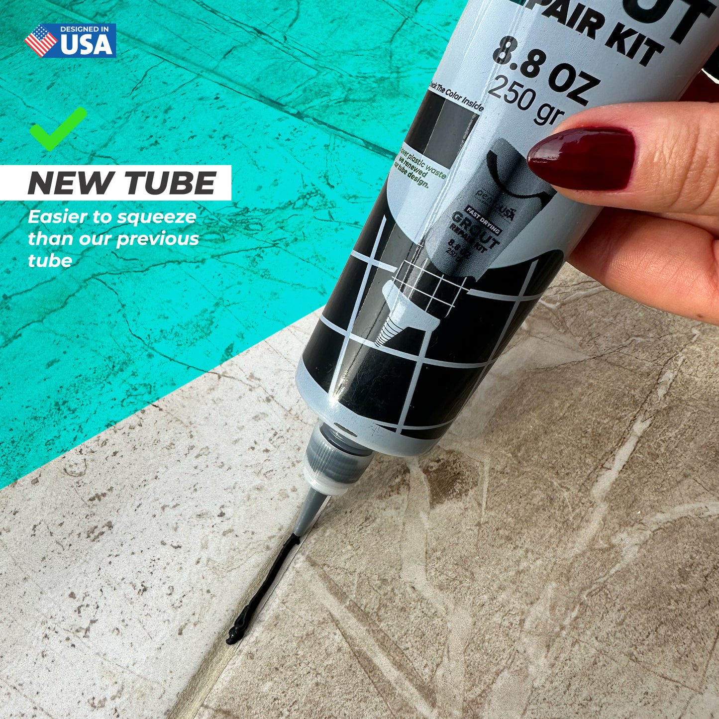 Black Bundle Set Tile Grout Repair Kit- 8.8 oz Grout,with Grout Removal Tool and Remover Saw Sponge,Cleaner