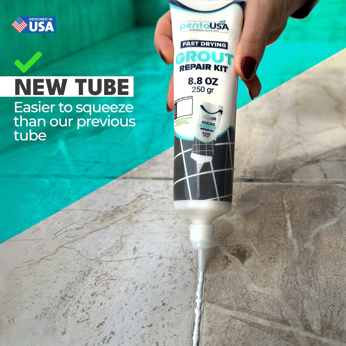2 Pack White Tile Grout- 2X8.8 oz,250 Gr, Fast Drying Repairs and Renews Tile Grout in Bathroom and Kitchen