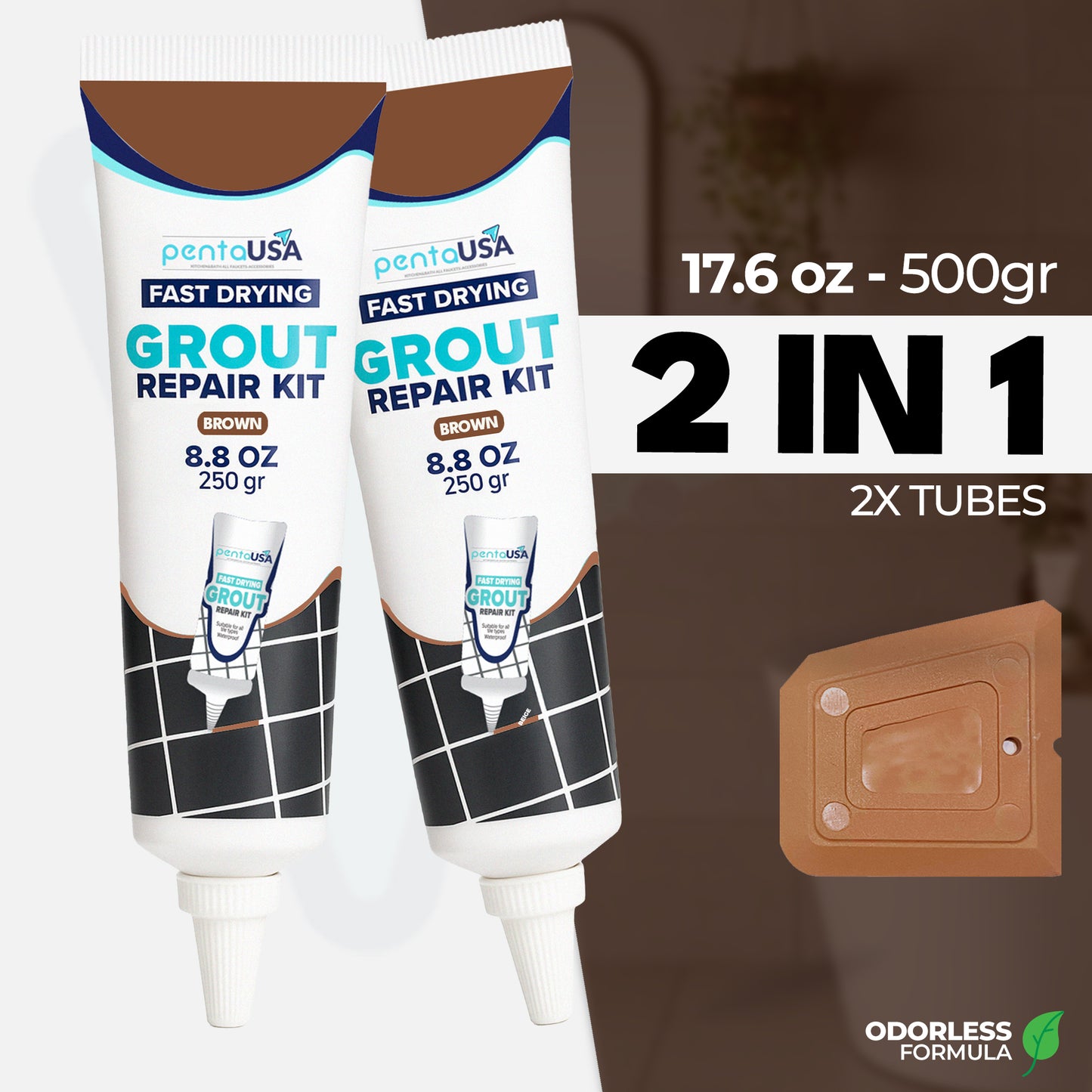 2 Pack Beige Tile Grout- 8.8 oz,Repairs and Renews Tile Grout in Bathroom and Kitchen