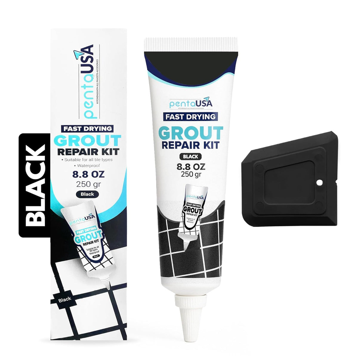 Tile Grout Repair Set -  8.8 oz Grout Renewal Kit - Fast Drying & Odorless, 250g (With Patented Grout Floater)