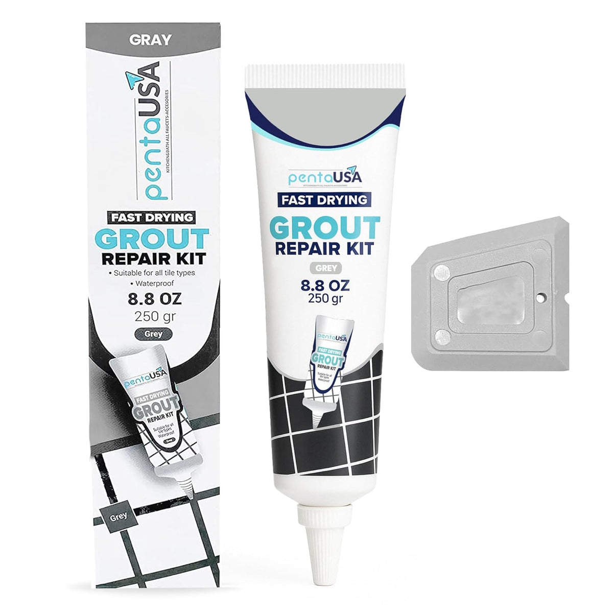 Tile Grout Repair Set -  8.8 oz Grout Renewal Kit - Fast Drying & Odorless, 250g (With Patented Grout Floater)