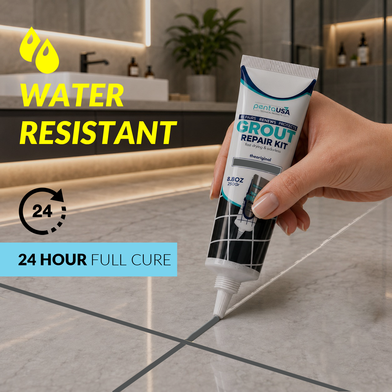 2 Pack Dark Gray Tile Grout- 2X8.8 oz,250 Gr, Fast Drying Repairs and Renews Tile Grout in Bathroom and Kitchen