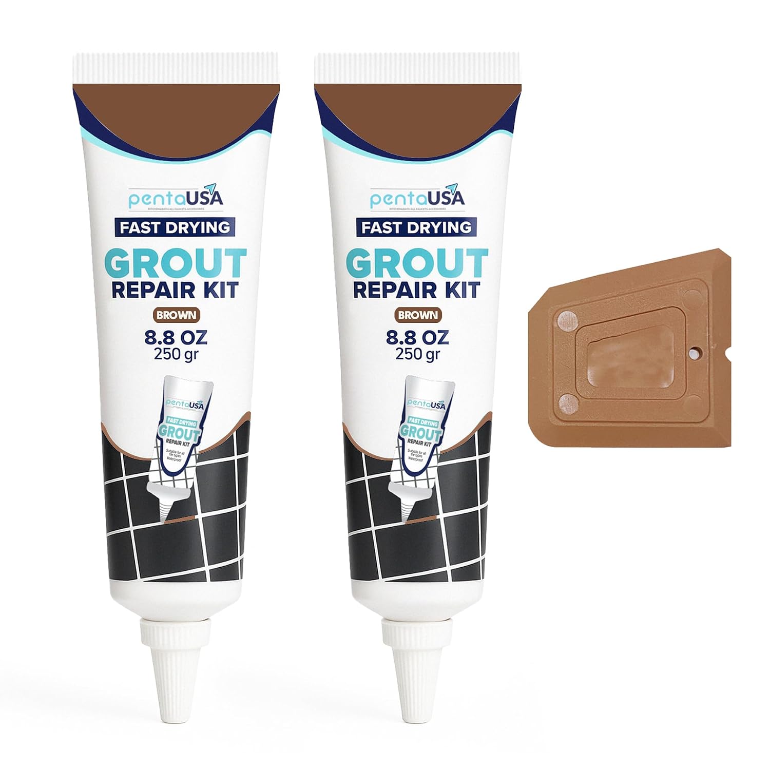 2 Pack Premixed Tile Grout - 2X8.8 oz,2X250 Gr, Fast Drying Repairs and Renews Tile Grout in Bathroom and Kitchen