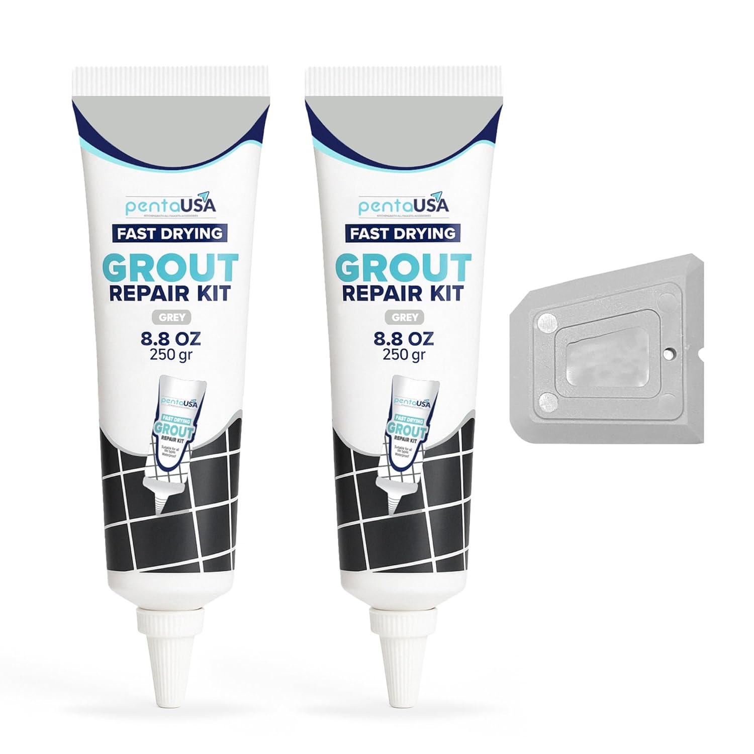 2 Pack Premixed Tile Grout - 2X8.8 oz,2X250 Gr, Fast Drying Repairs and Renews Tile Grout in Bathroom and Kitchen