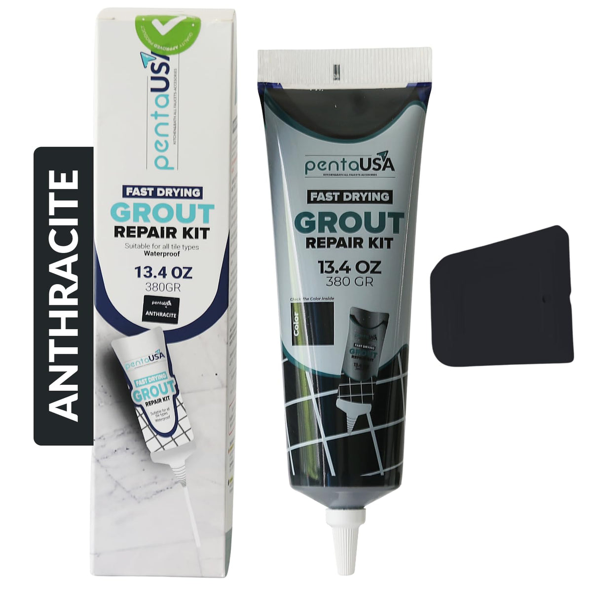 Premixed Tile Grout - 13.4 oz 380 Gr. Grout Filler Repairs Renews Tube, Fast Drying Grout Repair Kit