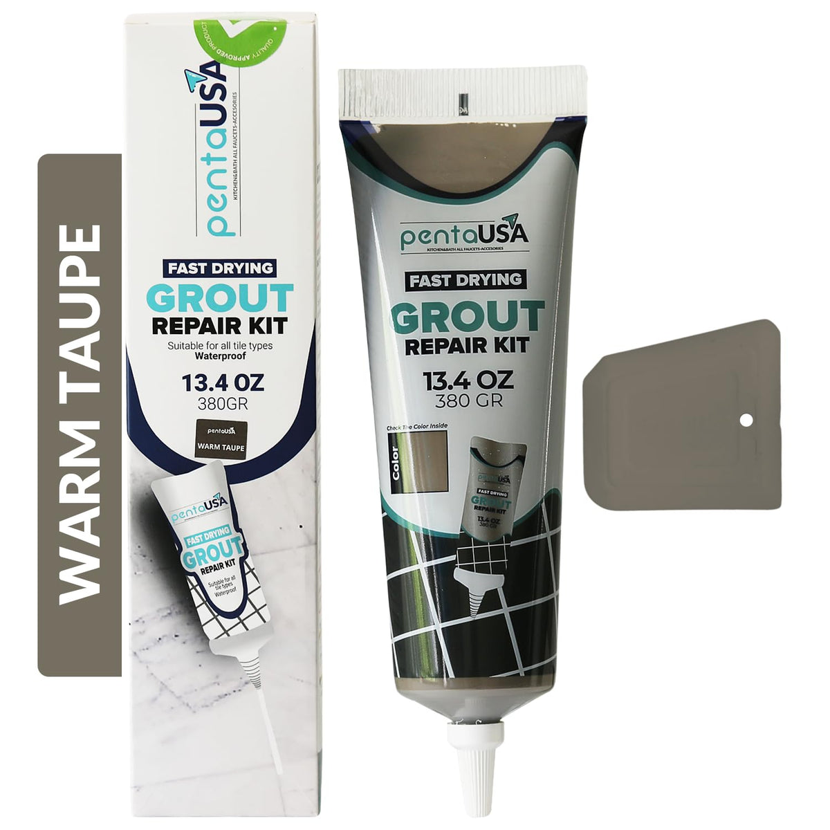 Premixed Tile Grout - 13.4 oz 380 Gr. Grout Filler Repairs Renews Tube, Fast Drying Grout Repair Kit