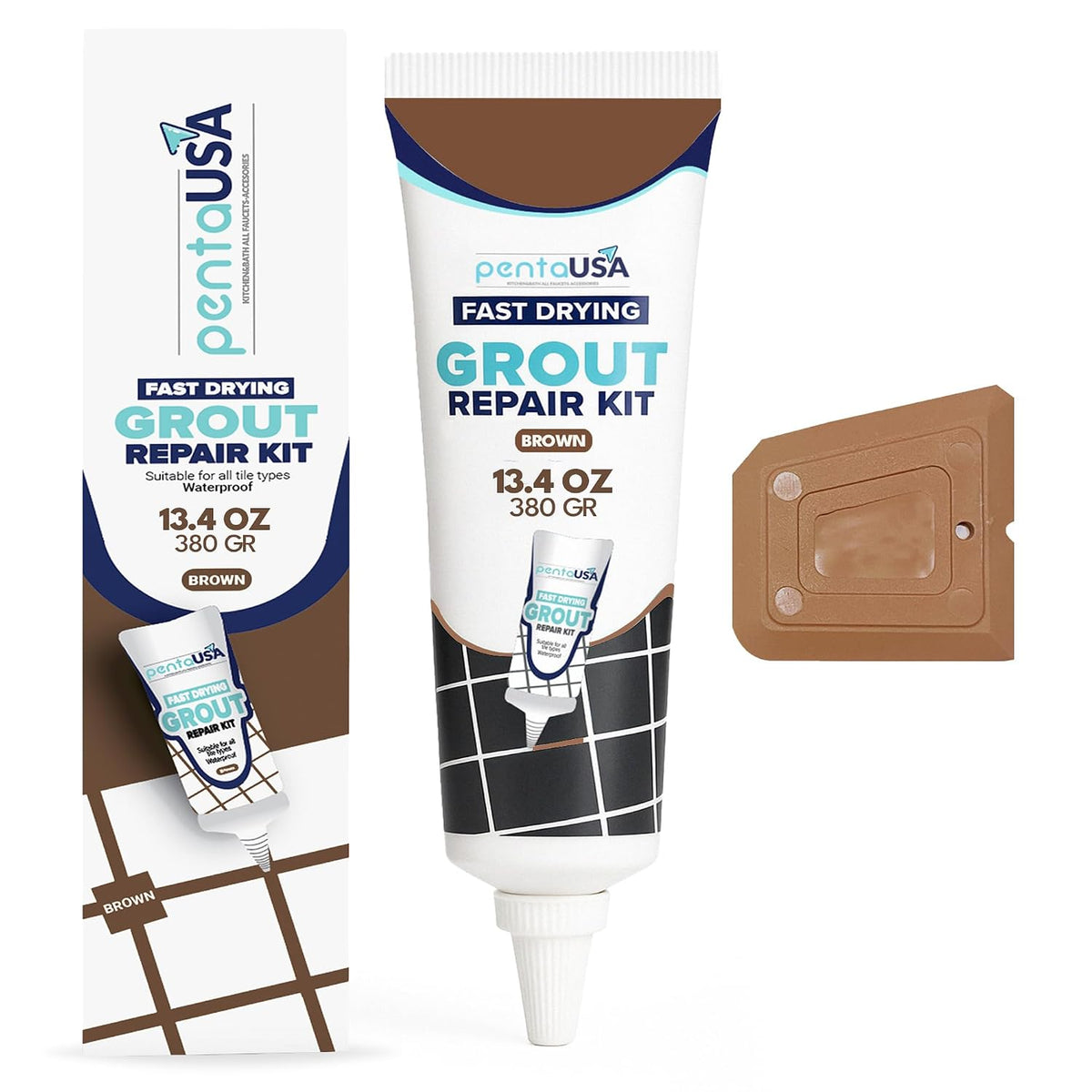 Premixed Tile Grout - 13.4 oz 380 Gr. Grout Filler Repairs Renews Tube, Fast Drying Grout Repair Kit