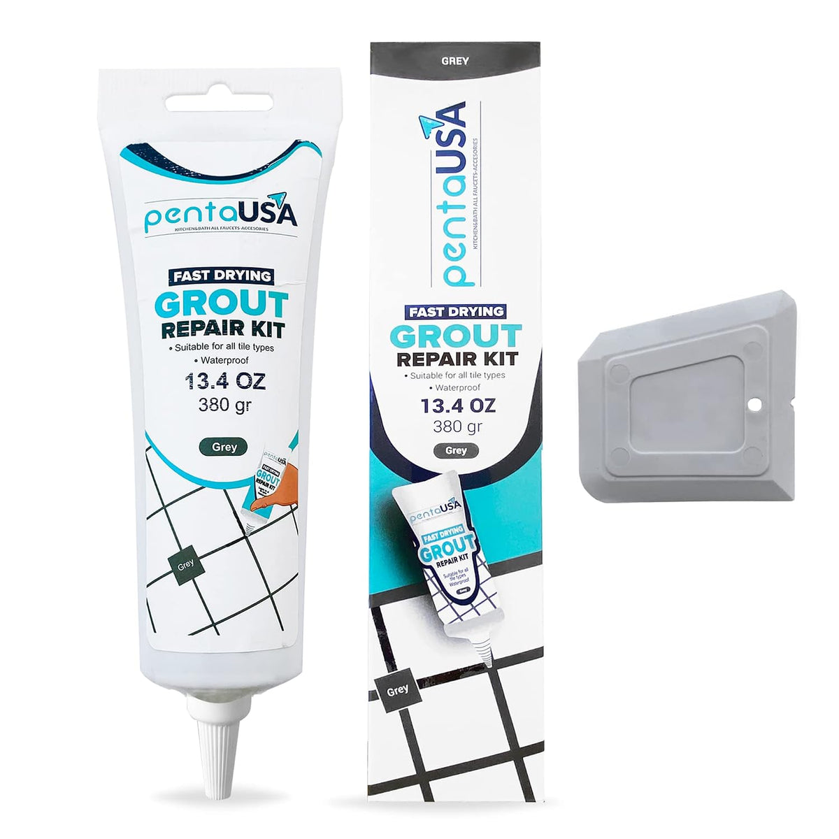Premixed Tile Grout - 13.4 oz 380 Gr. Grout Filler Repairs Renews Tube, Fast Drying Grout Repair Kit
