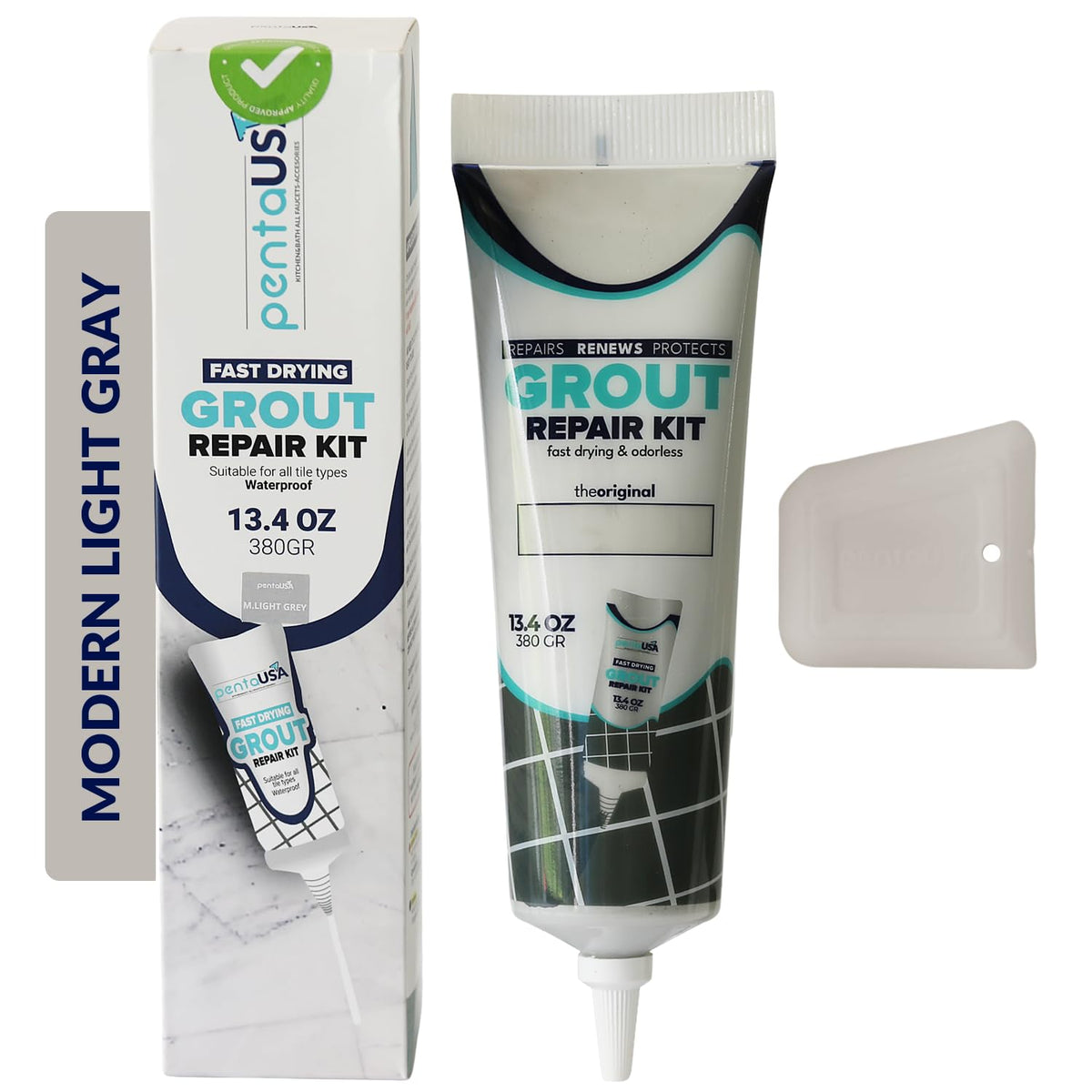 Premixed Tile Grout - 13.4 oz 380 Gr. Grout Filler Repairs Renews Tube, Fast Drying Grout Repair Kit