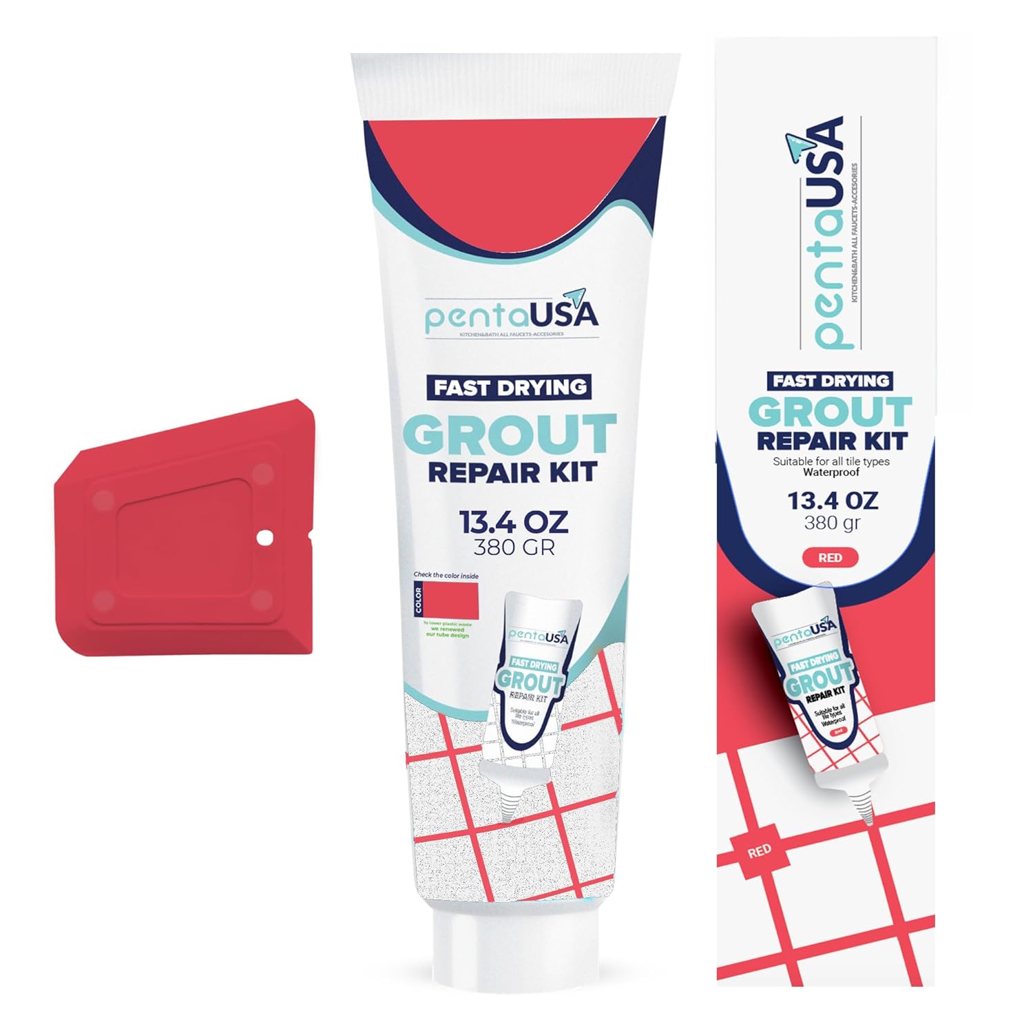 Premixed Tile Grout - 13.4 oz 380 Gr. Grout Filler Repairs Renews Tube, Fast Drying Grout Repair Kit