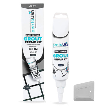 Grey Tile Grout Repair Tube 8.8 oz, Renews Tile Grout, Fast Drying