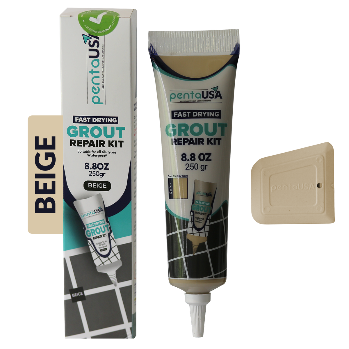 Tile Grout Repair Set -  8.8 oz Grout Renewal Kit - Fast Drying & Odorless, 250g (With Patented Grout Floater)