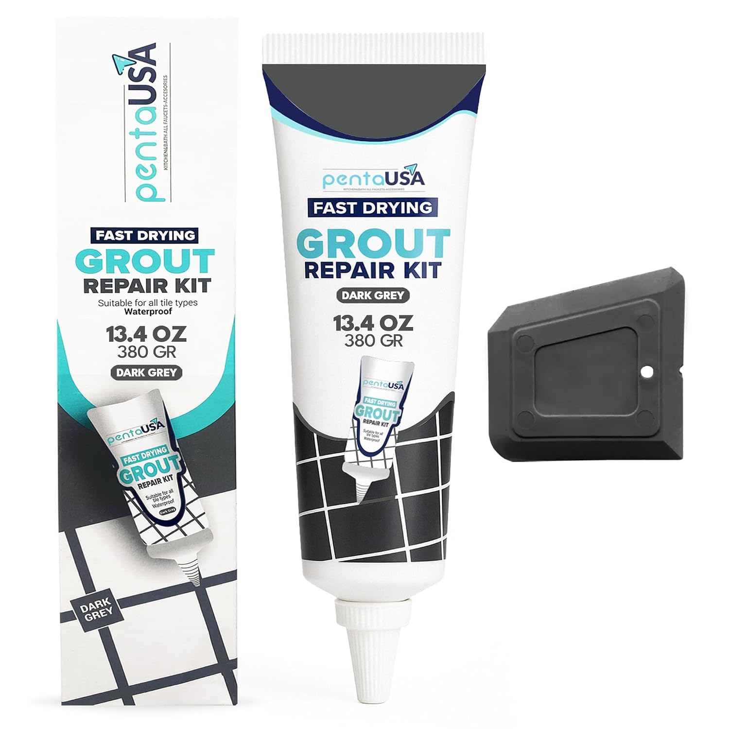 Premixed Tile Grout - 13.4 oz 380 Gr. Grout Filler Repairs Renews Tube, Fast Drying Grout Repair Kit