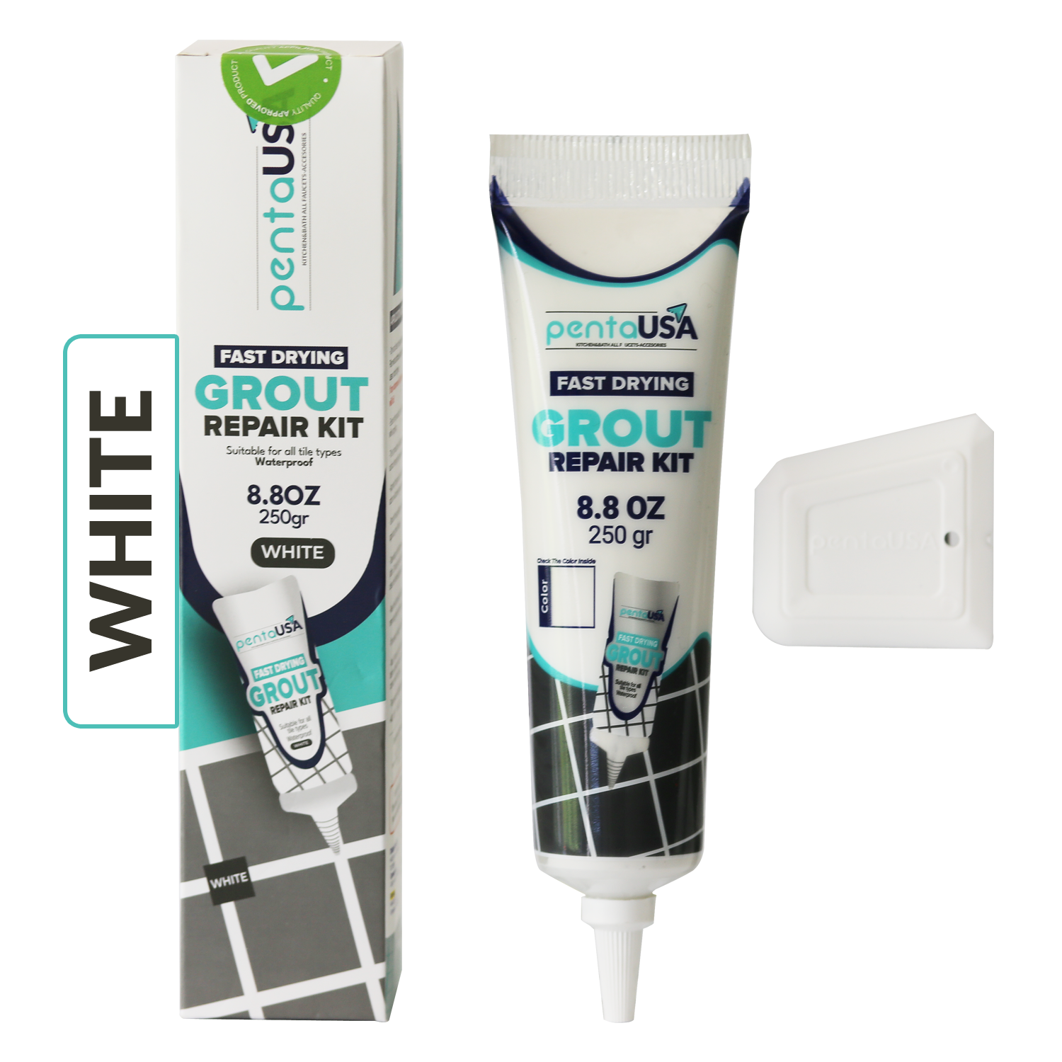 Tile Grout Repair Set -  8.8 oz Grout Renewal Kit - Fast Drying & Odorless, 250g (With Patented Grout Floater)