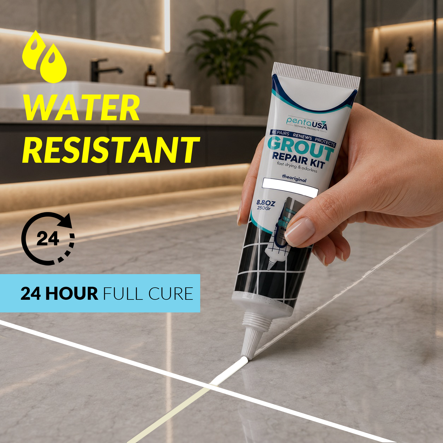 White Tile Grout Repair Tube 8.8 oz,250 Gr,Fast Drying Restore and Renew Grouts