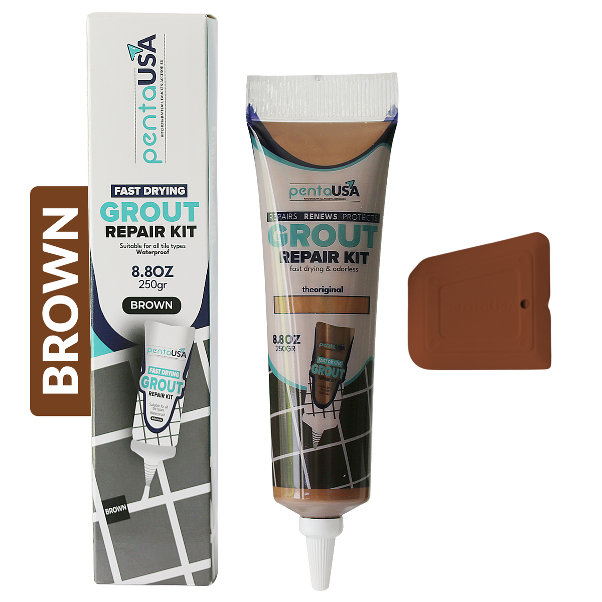 Tile Grout Repair Set -  8.8 oz Grout Renewal Kit - Fast Drying & Odorless, 250g (With Patented Grout Floater)