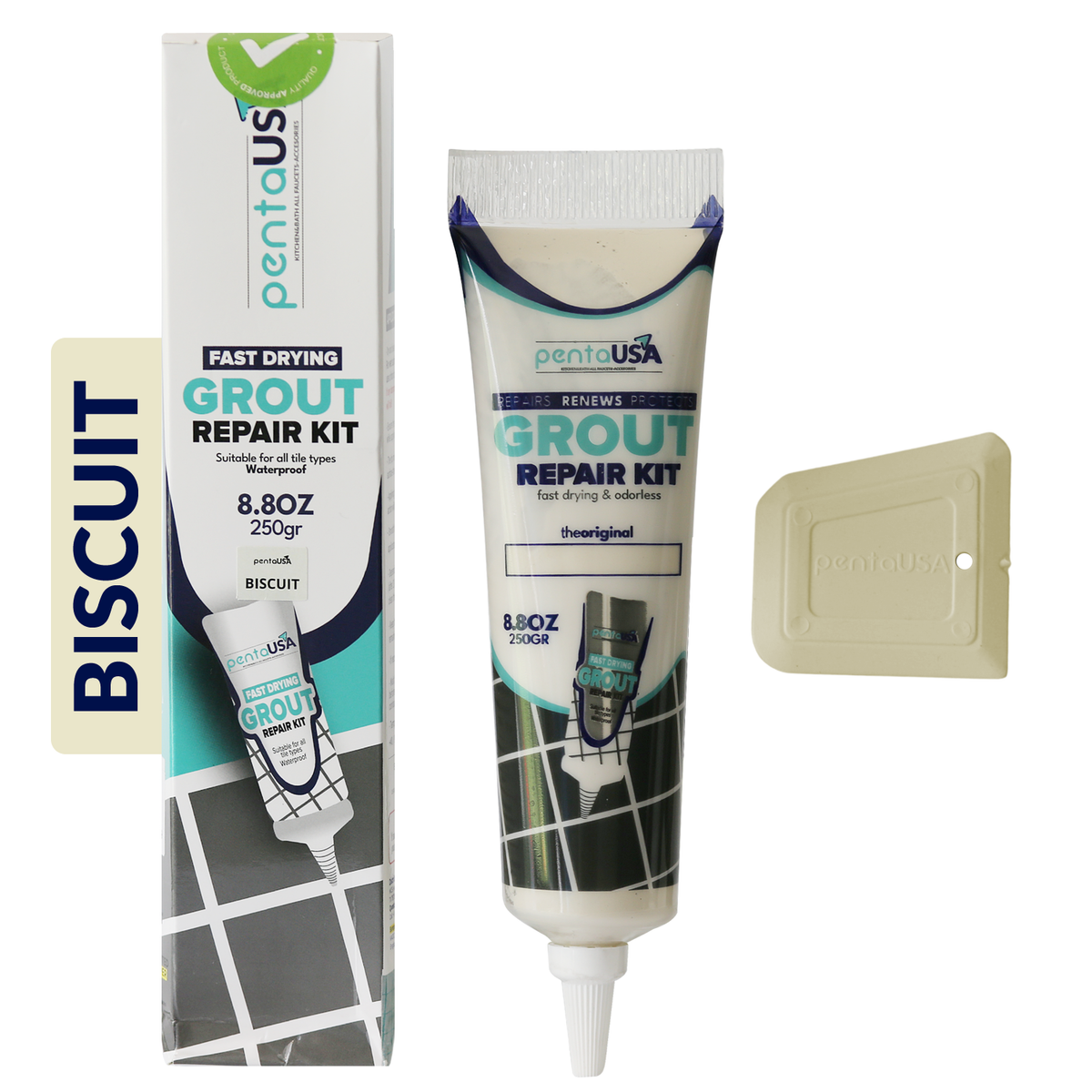 Tile Grout Repair Set -  8.8 oz Grout Renewal Kit - Fast Drying & Odorless, 250g (With Patented Grout Floater)