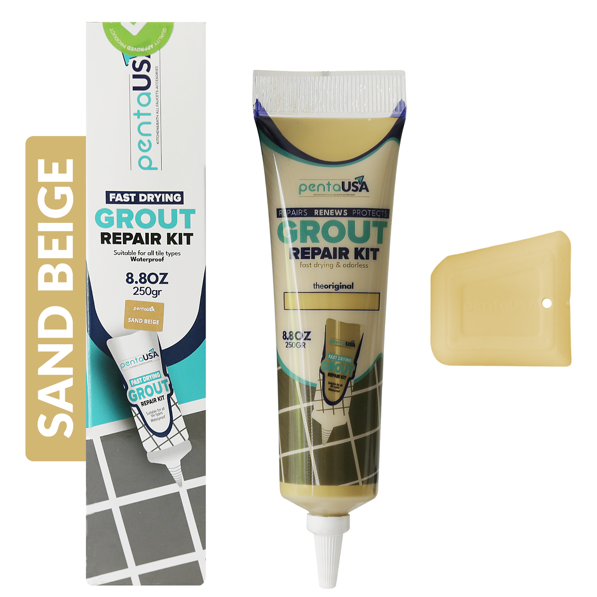 Tile Grout Repair Set -  8.8 oz Grout Renewal Kit - Fast Drying & Odorless, 250g (With Patented Grout Floater)
