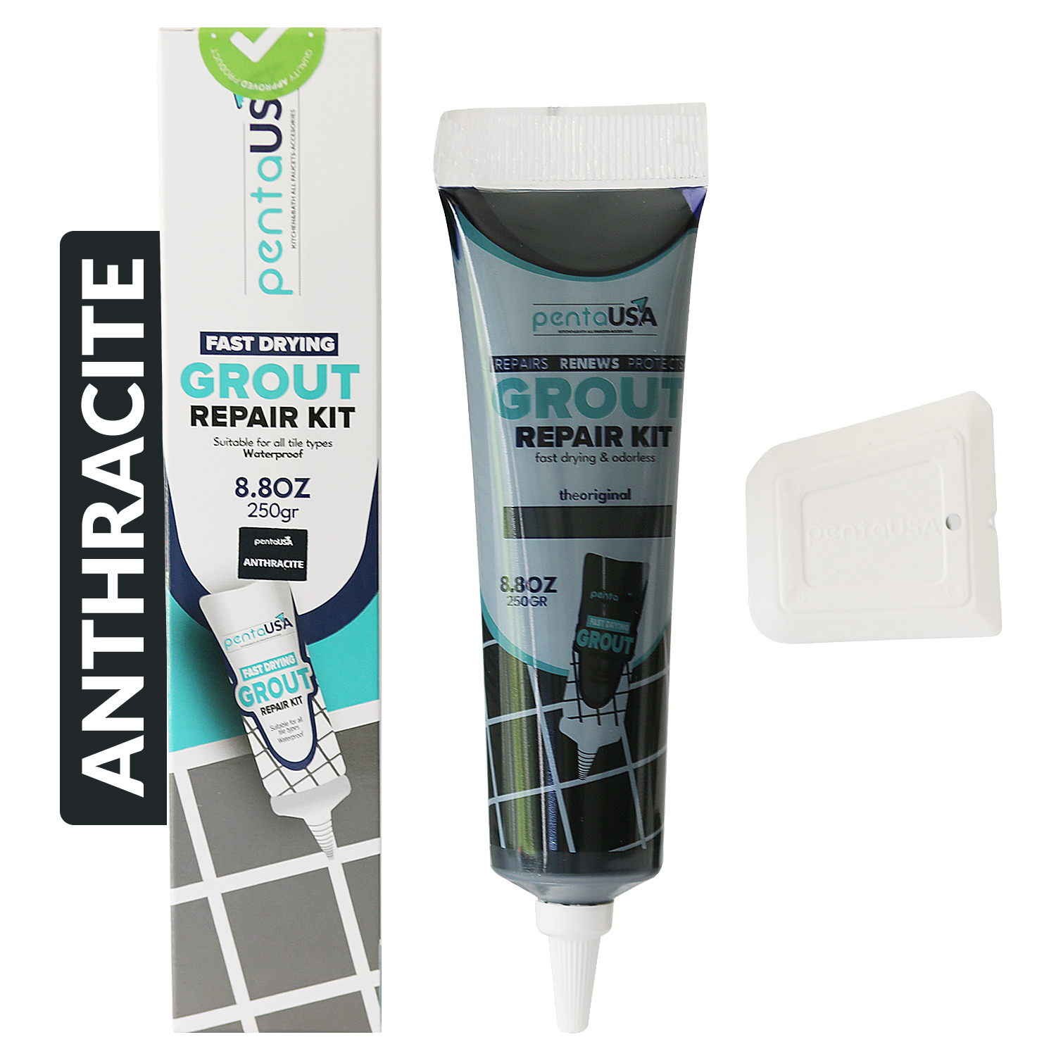 Tile Grout Repair Set -  8.8 oz Grout Renewal Kit - Fast Drying & Odorless, 250g (With Patented Grout Floater)
