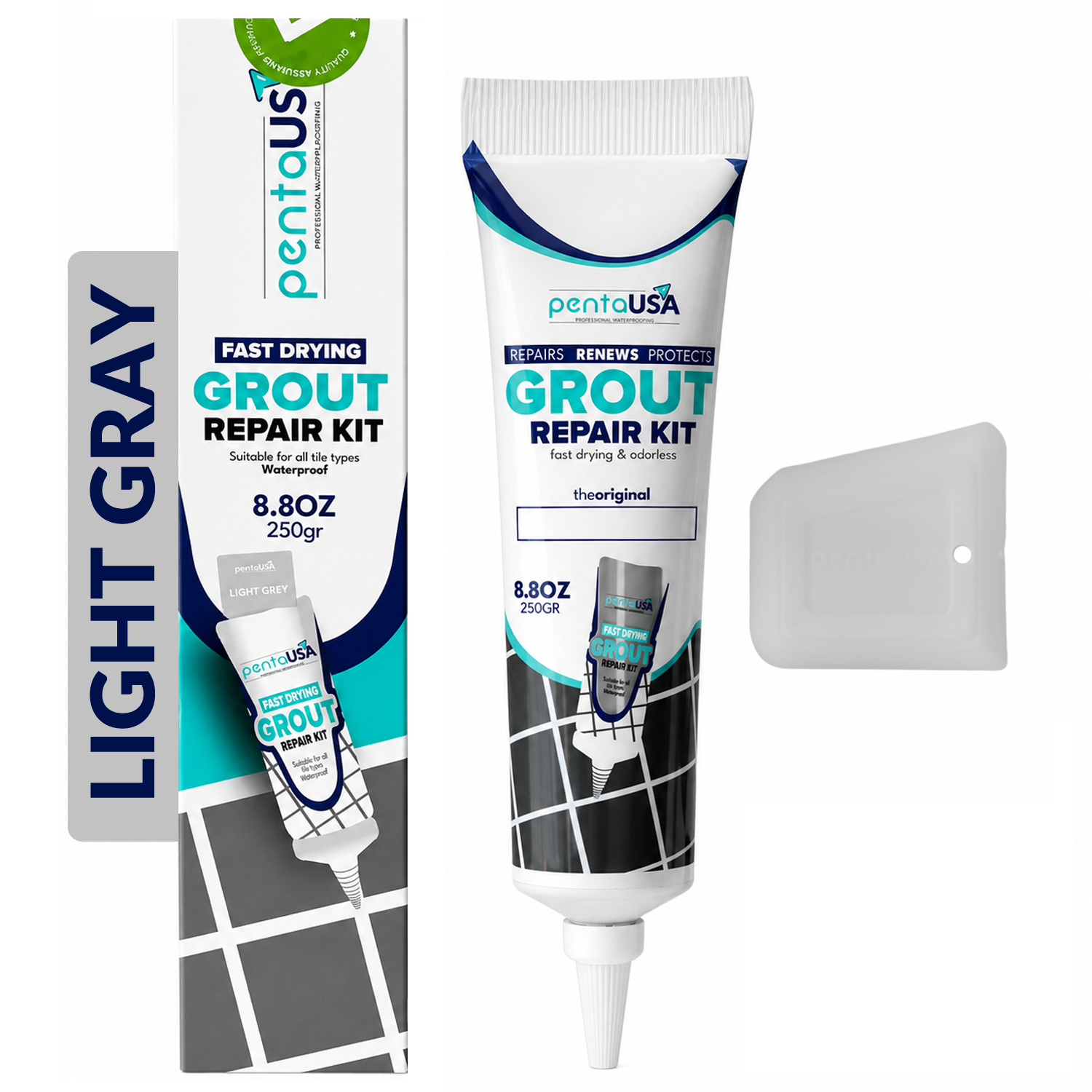 Tile Grout Repair Set -  8.8 oz Grout Renewal Kit - Fast Drying & Odorless, 250g (With Patented Grout Floater)