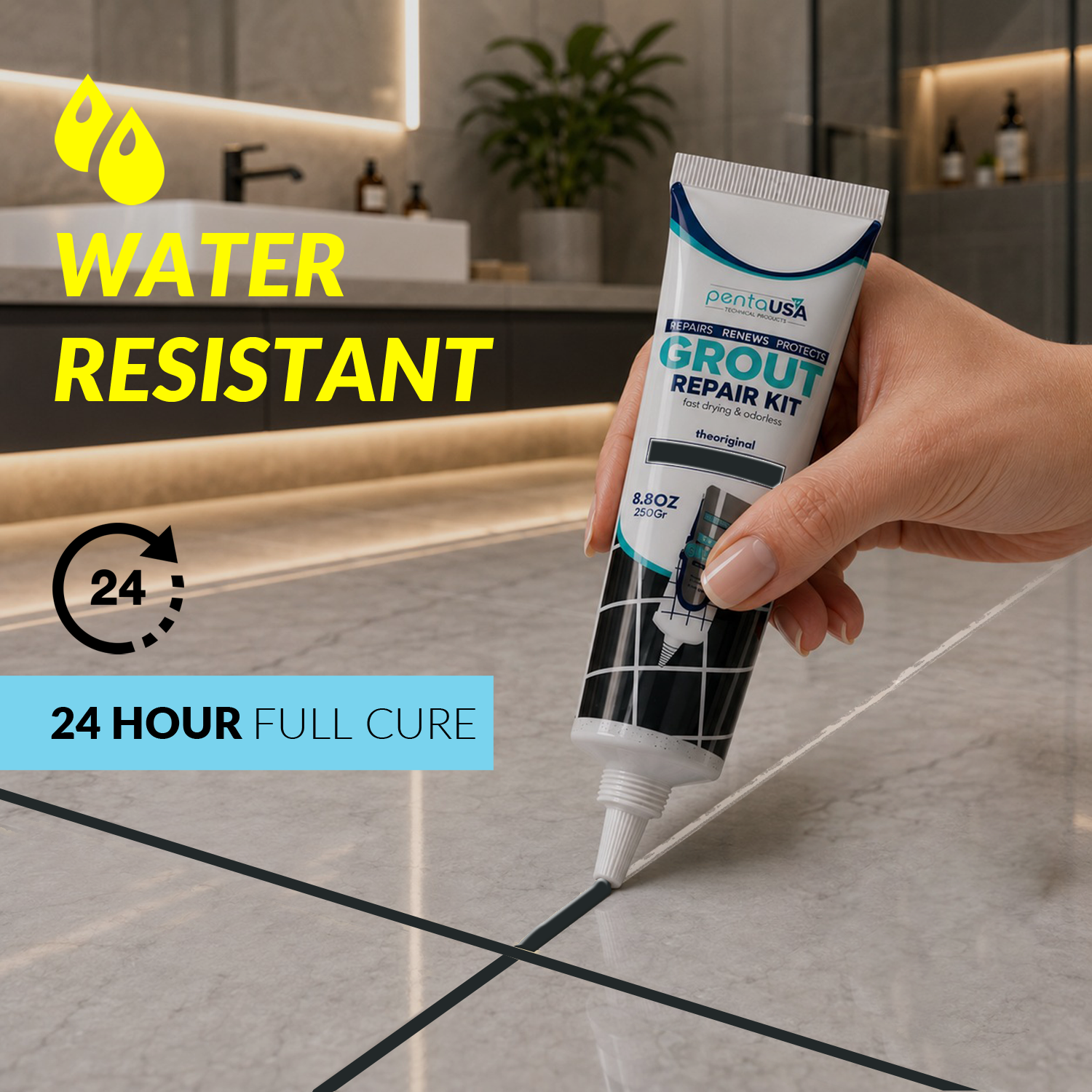 2 Pack Premixed Tile Grout - 2X8.8 oz,2X250 Gr, Fast Drying Repairs and Renews Tile Grout in Bathroom and Kitchen