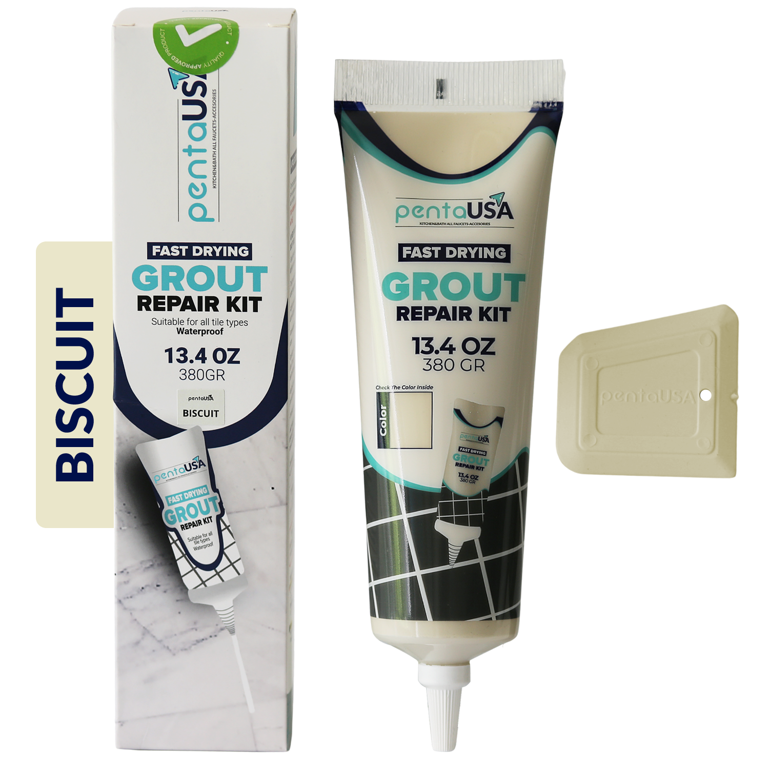 Premixed Tile Grout - 13.4 oz 380 Gr. Grout Filler Repairs Renews Tube, Fast Drying Grout Repair Kit