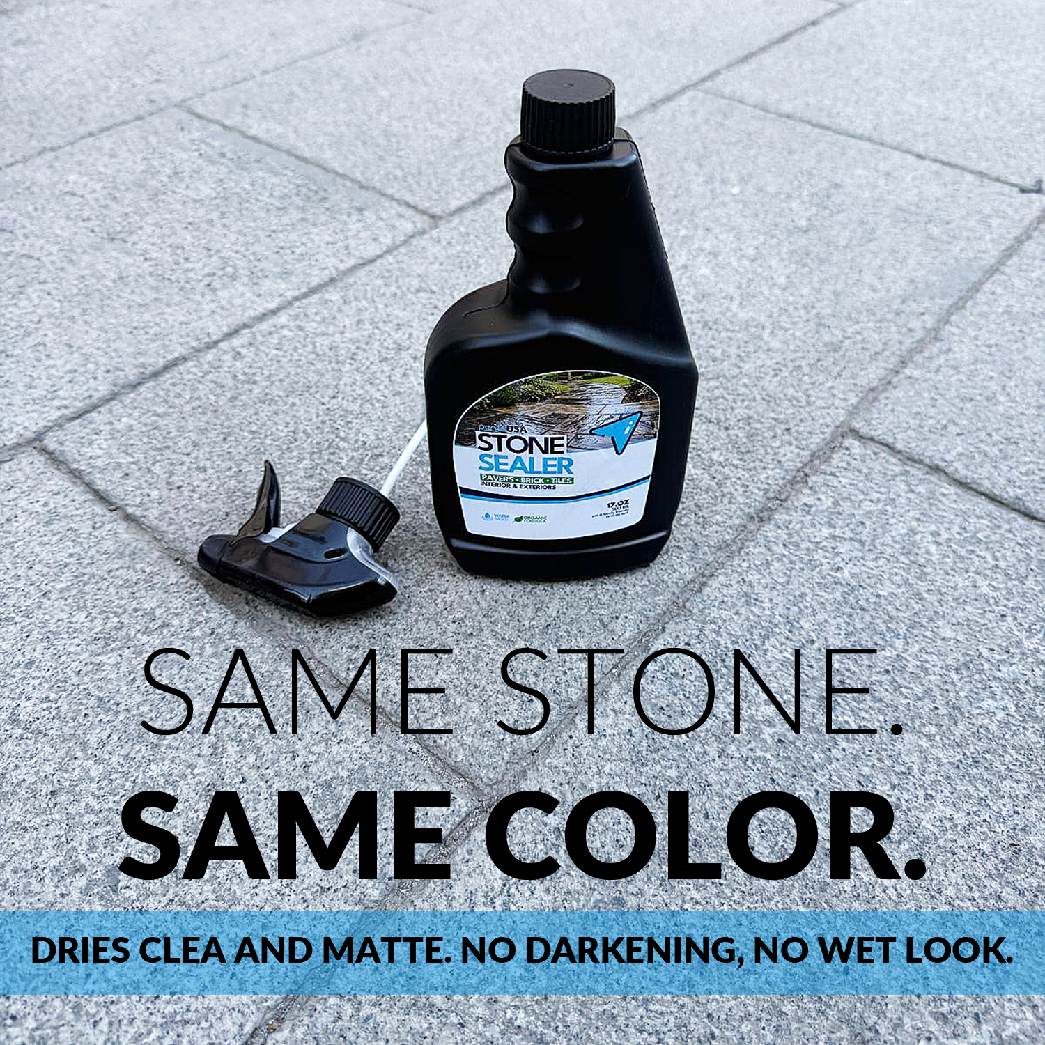 Stone & Marble Sealer 17 oz - 500 ML, Water-Based Matte Finish Protector for Pavers, Brick & Tile