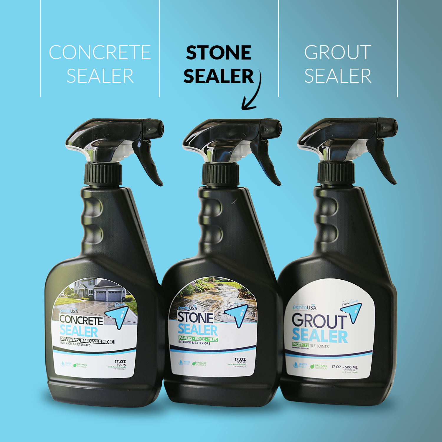 Stone & Marble Sealer 17 oz - 500 ML, Water-Based Matte Finish Protector for Pavers, Brick & Tile