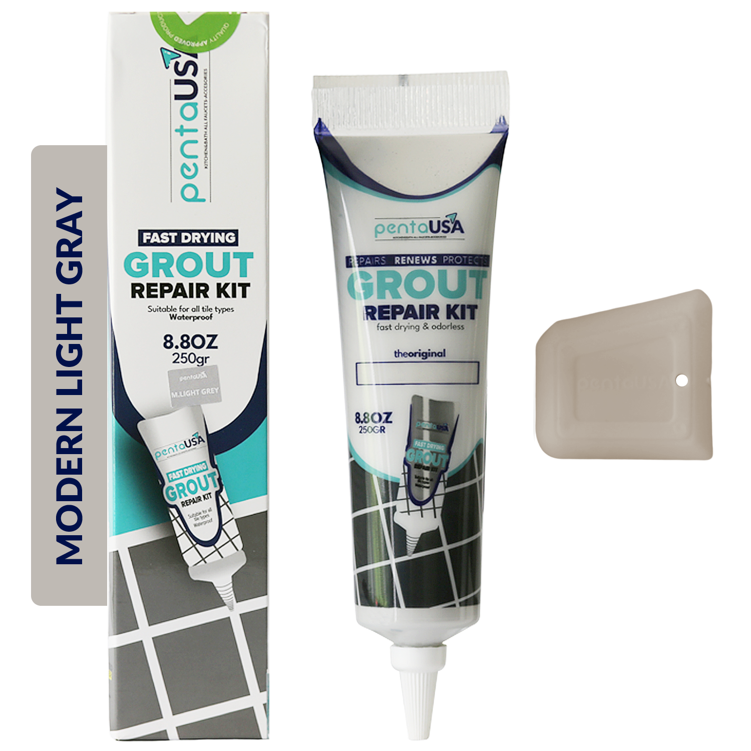 Tile Grout Repair Set -  8.8 oz Grout Renewal Kit - Fast Drying & Odorless, 250g (With Patented Grout Floater)
