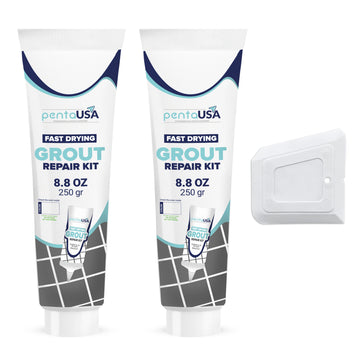 2 Pack White Tile Grout- 2X8.8 oz,250 Gr, Fast Drying Repairs and Renews Tile Grout in Bathroom and Kitchen