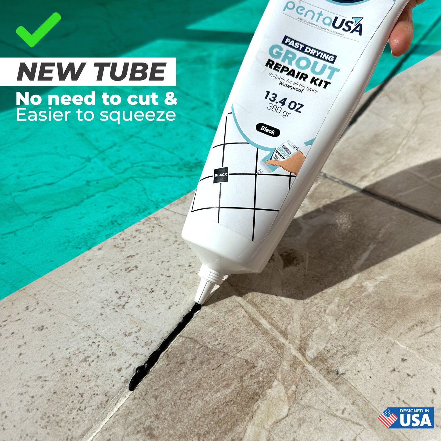 Premixed Tile Grout - 13.4 oz 380 Gr. Grout Filler Repairs Renews Tube, Fast Drying Grout Repair Kit