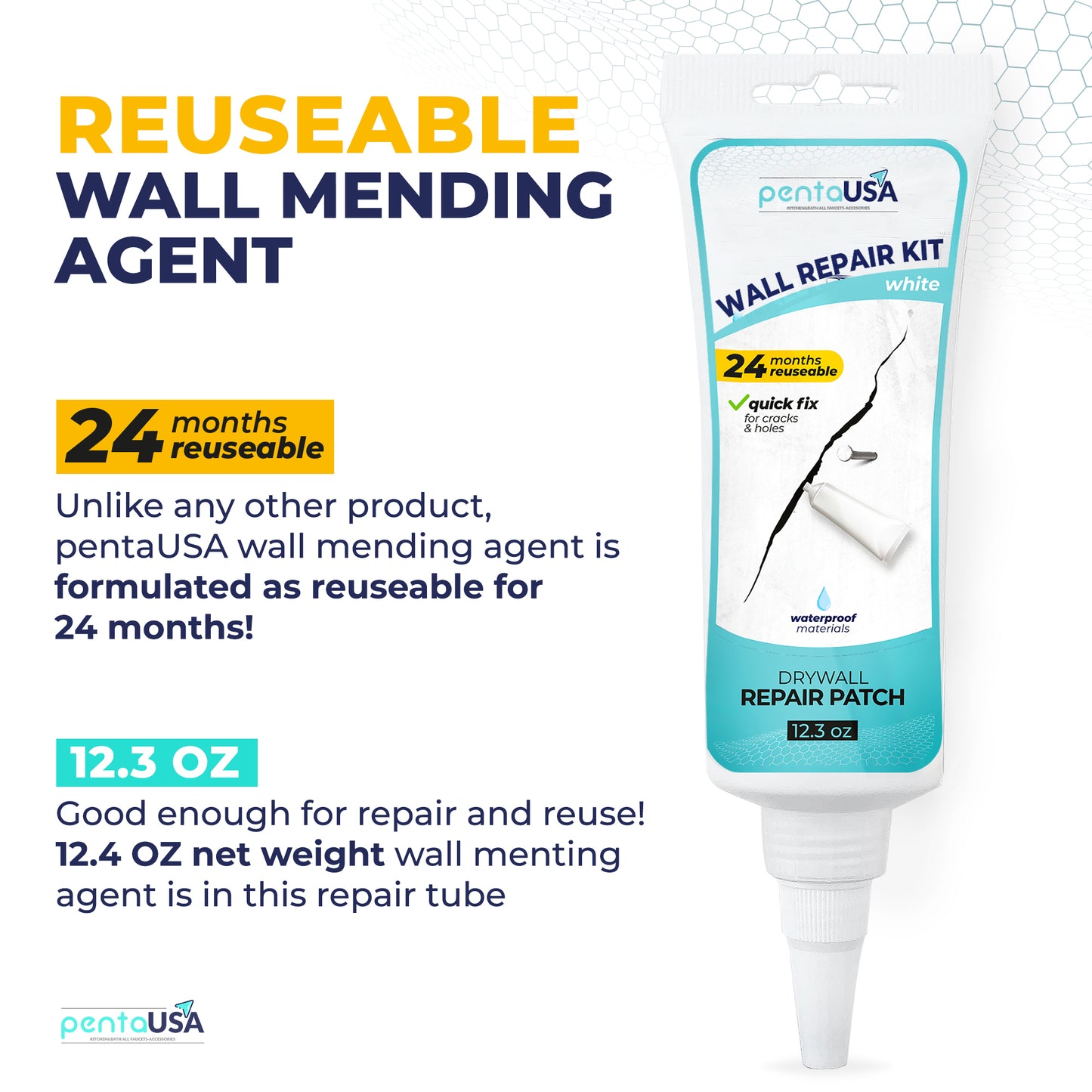 Drywall Repair Kit - 12.3oz White Wall Mending Agent with Scraper, Spackle Wall Patch, for Wall Hole