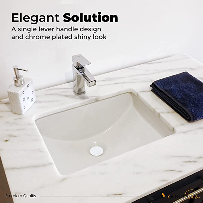 PentaUSA Modern Chrome Bathroom Faucet – Solid Brass Single Handle Sink Faucet, Premium Vanity Mixer Tap