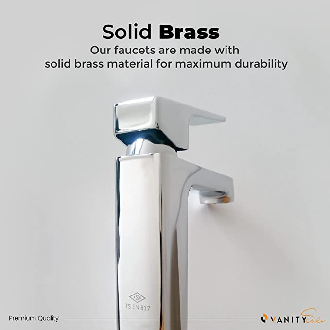 PentaUSA Modern Chrome Bathroom Faucet – Solid Brass Single Handle Sink Faucet, Premium Vanity Mixer Tap