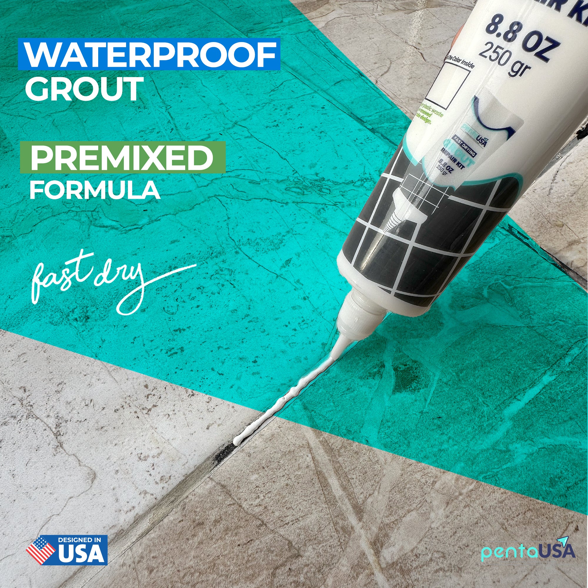 2 Pack White Tile Grout- 2X8.8 oz,250 Gr, Fast Drying Repairs and Renews Tile Grout in Bathroom and Kitchen