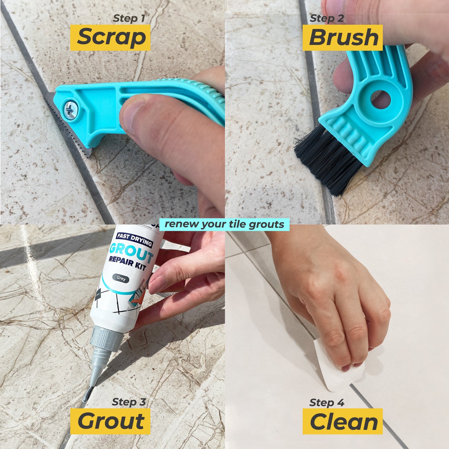 Grout Removal Tool - Caulk Remover Tool for Tiles, Tile Grout Scraper Saw, (2 Extra Blades)